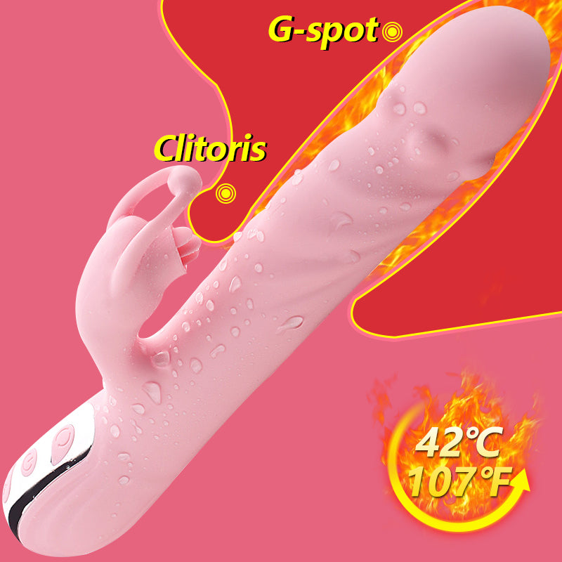 Rabbit G-Spot Dildo Vibrator Clitoral Stimulator Penetration Tongue Licking Sex Toy