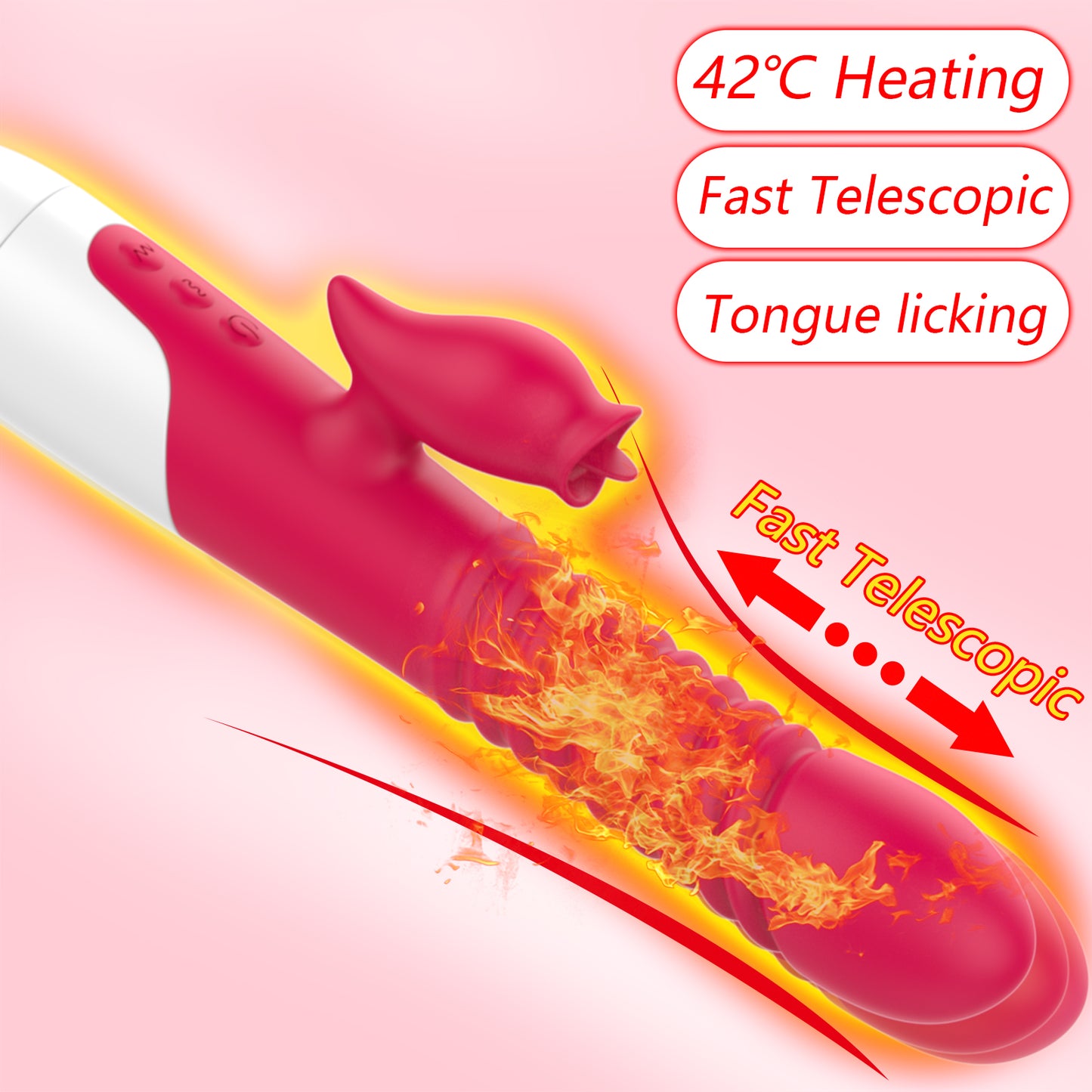 Vibrator for women, pleasure female sex toy, tongue licking, thrusting and heating modes, waterproof adult toy silicone stimulatorVibrator Double Tongue Cunnilingus Telescopic Rotating Dildo Heating Vagina Clitoris Stimulate Vibrator