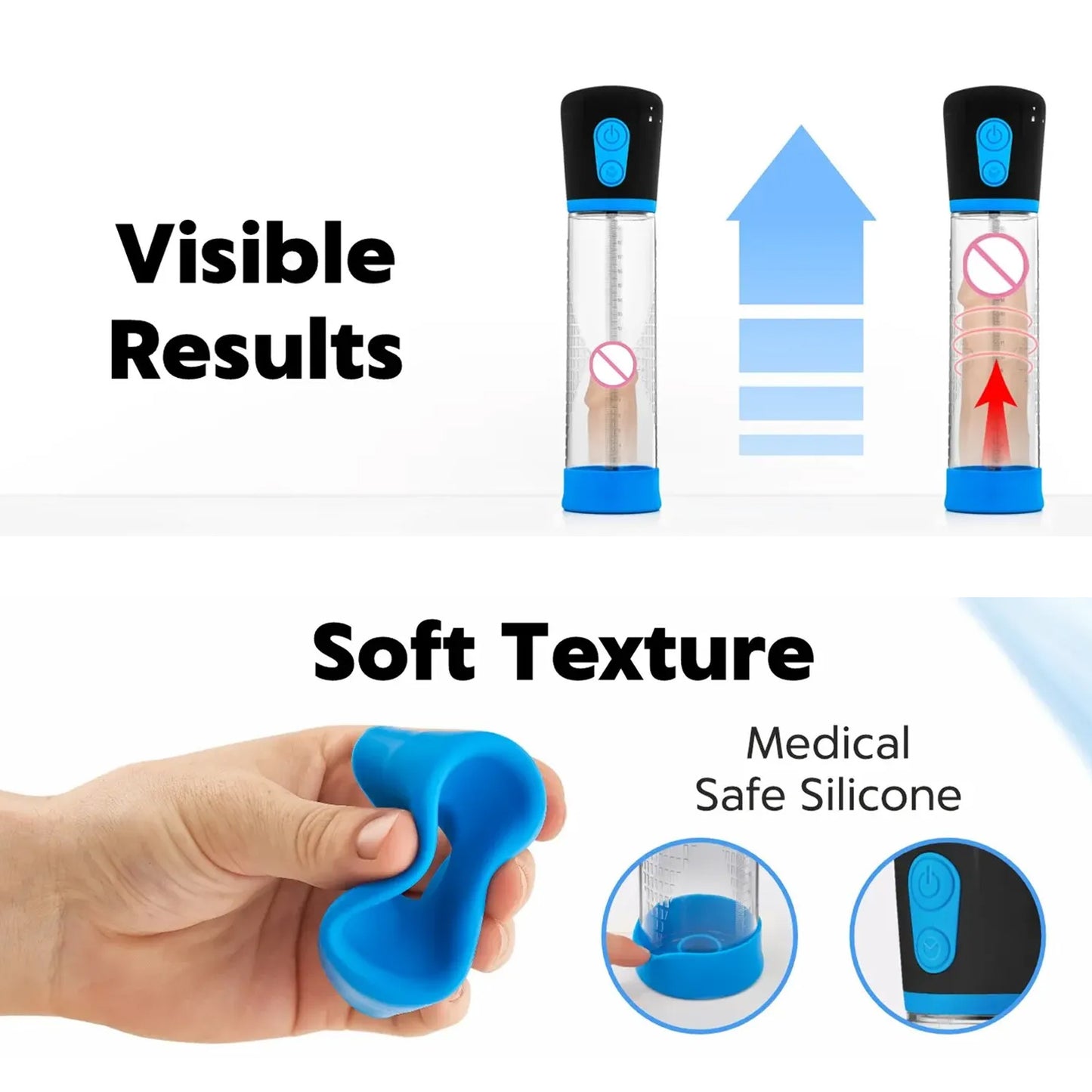 LED Electric Penis Pump Male Masturbator Cup Dick Extender Vacuum Pump Penis Enlargement Pump Trainer Sex Toy for Men