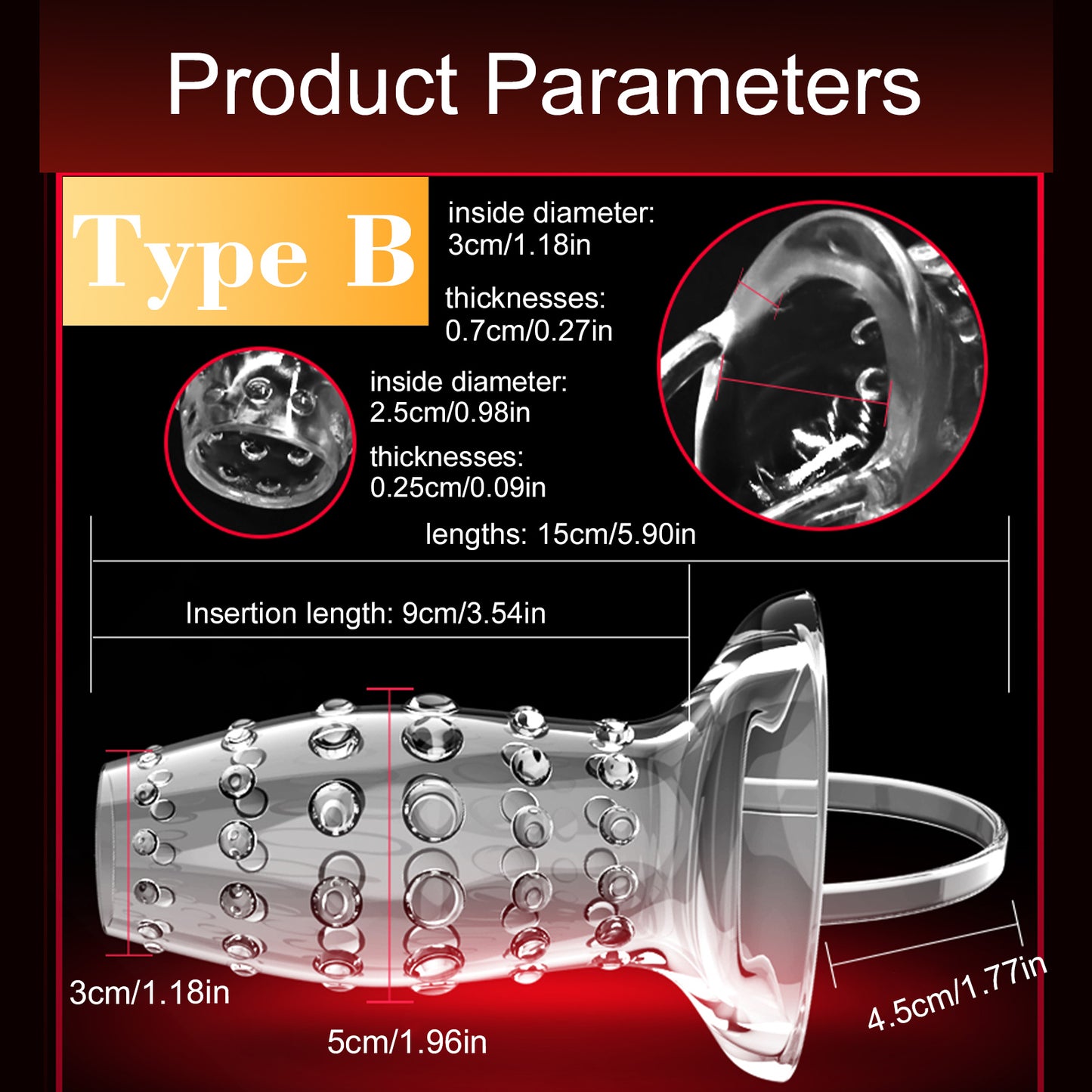 Reusable Condoms Transparent erotic crystal enlarged and bold condoms couple toys adult sex products Transparent Erotic Wolf Teeth Penis Cover