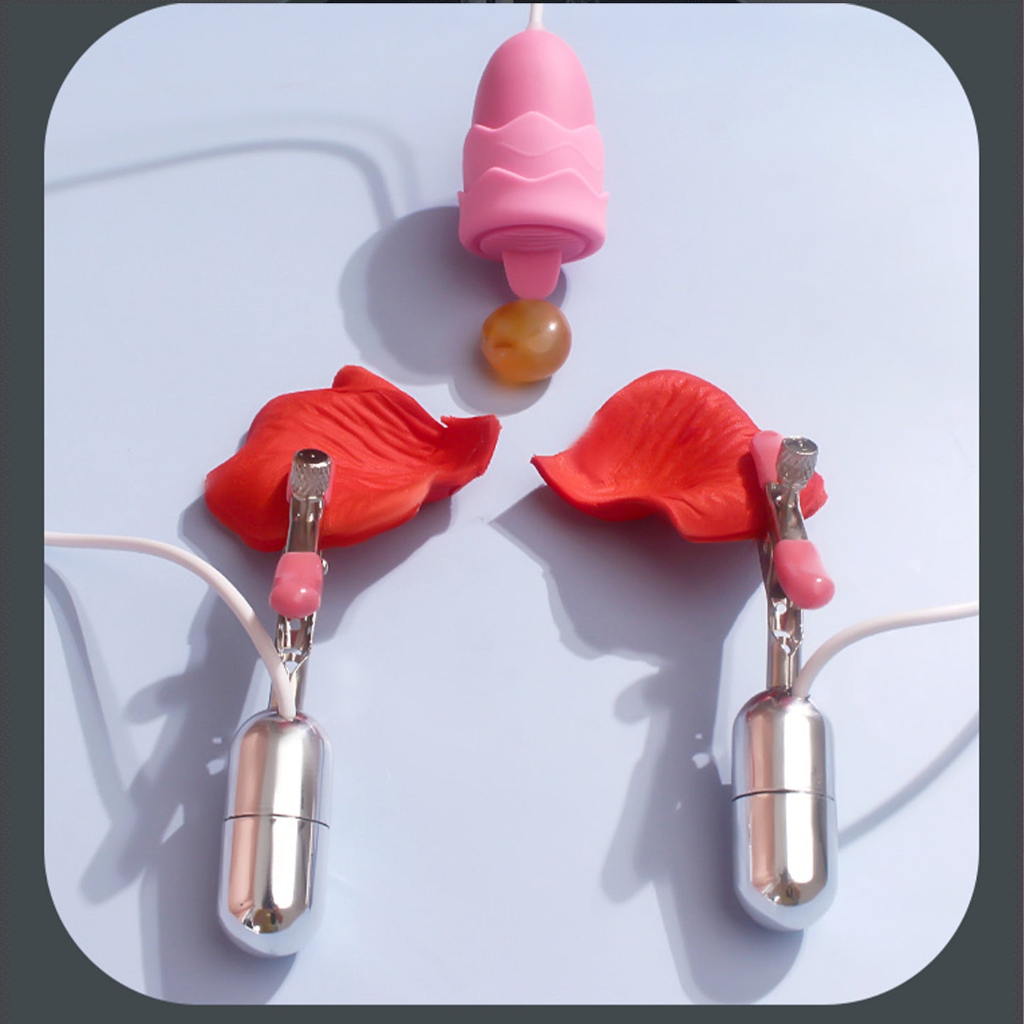 BDSM-Bondage-Nippelklemme, Sex-Brustklemme und Vibrator-Set, Silikon-Nippel-Vibrator-Klemme, wiederaufladbar