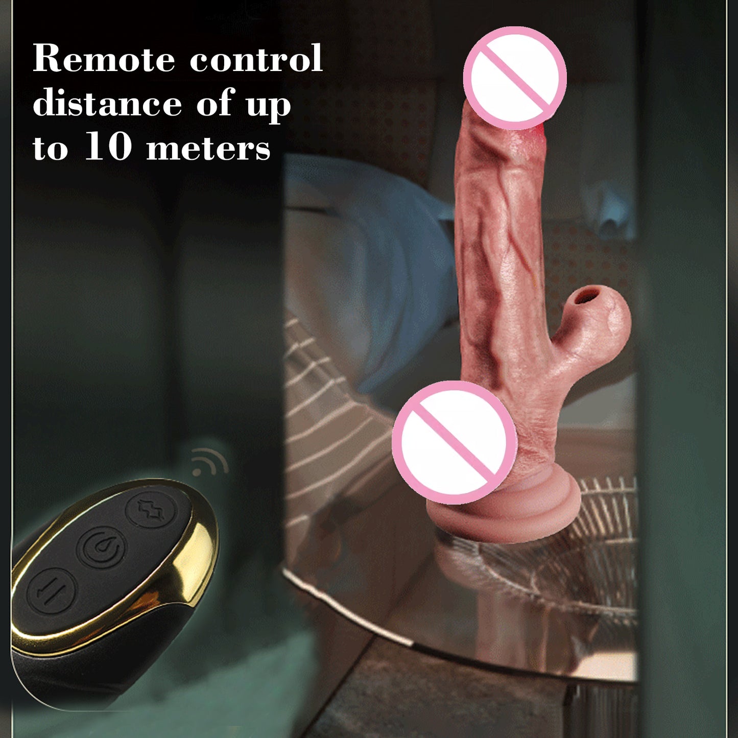 Thrust remote controlled heated and water proof realistic dildo vibrator sex toy for women