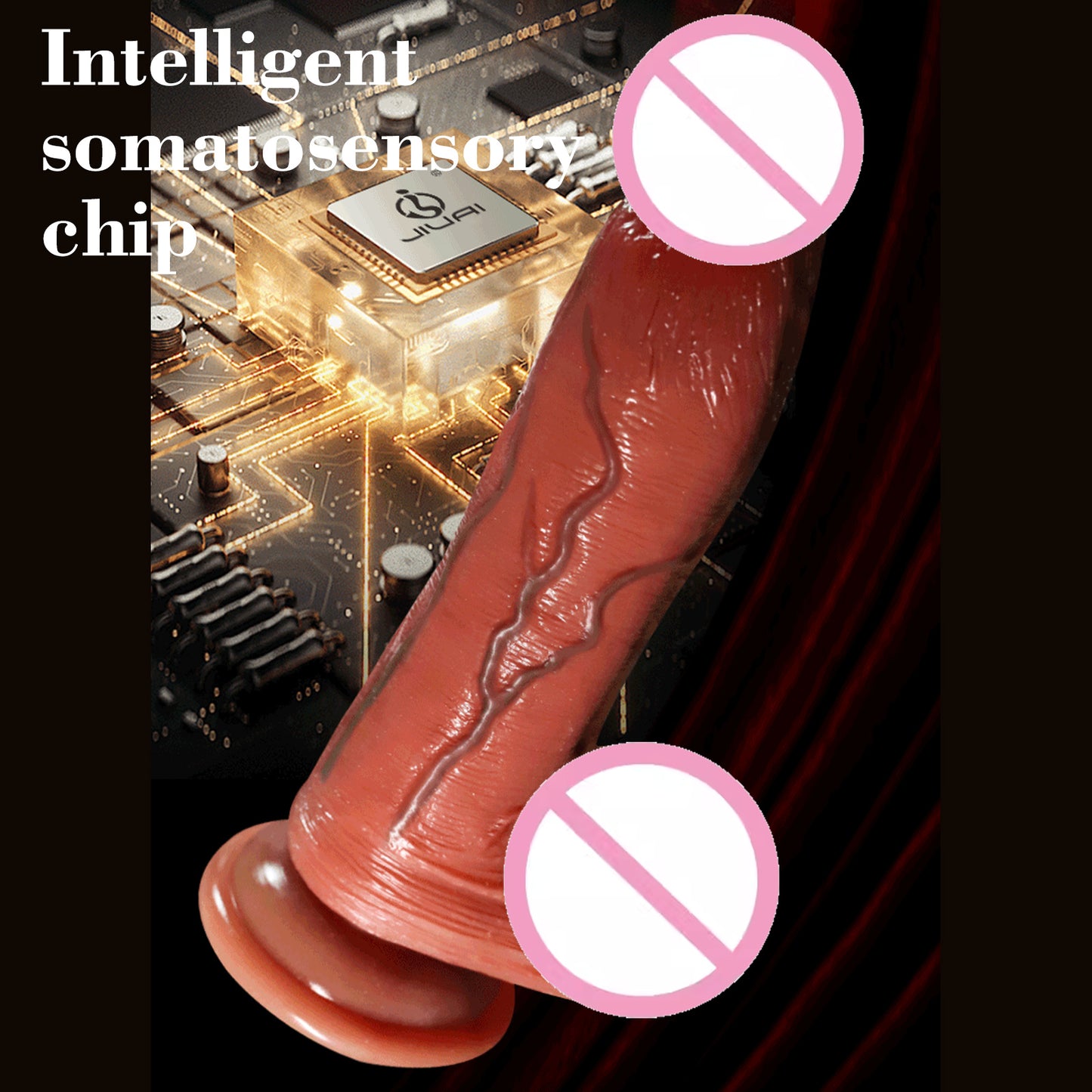 Fully automatic giant silicone dildo for beginners with lifelike and realistic veins, with strong suction cup and scrotum for hands-free play with adult toys