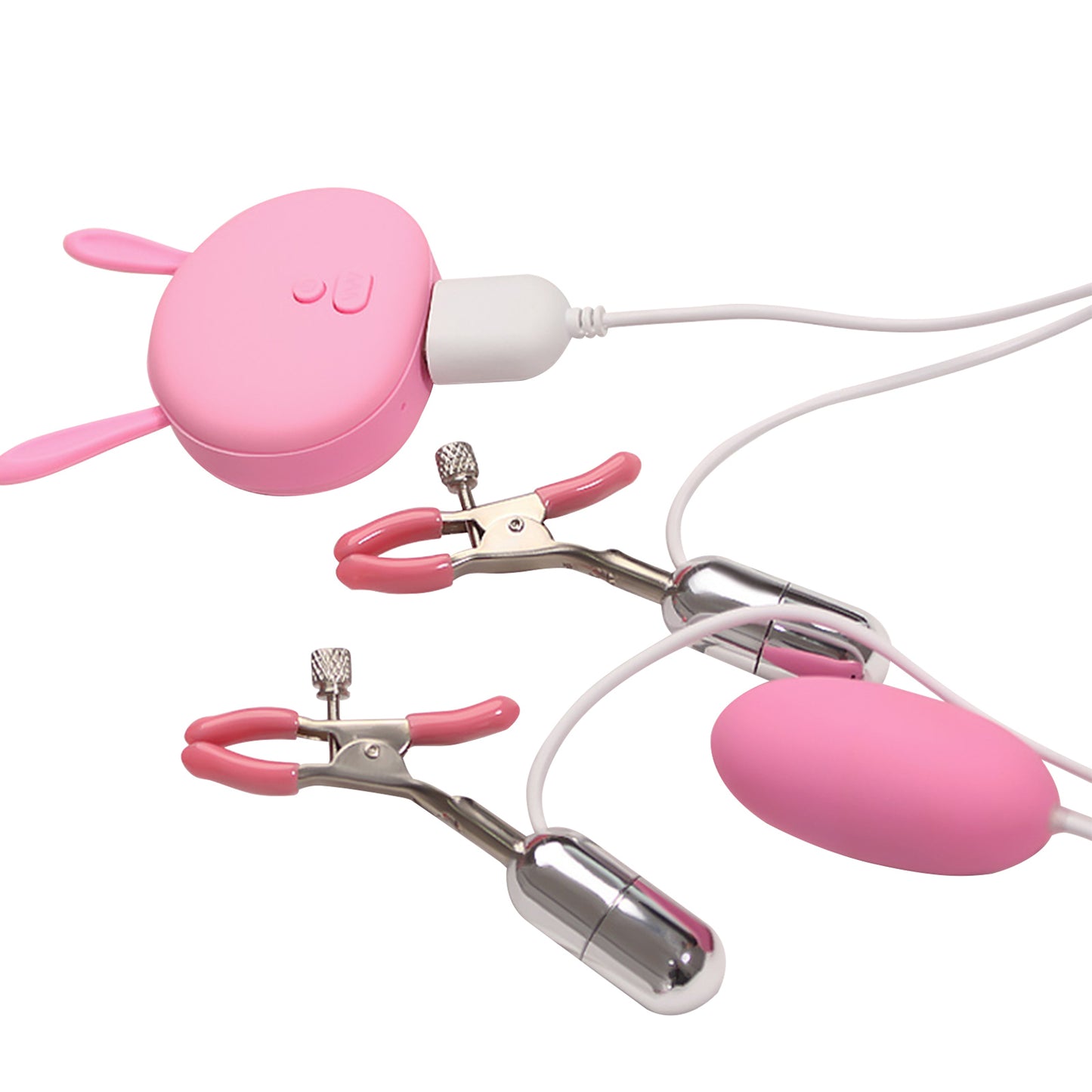BDSM-Bondage-Nippelklemme, Sex-Brustklemme und Vibrator-Set, Silikon-Nippel-Vibrator-Klemme, wiederaufladbar
