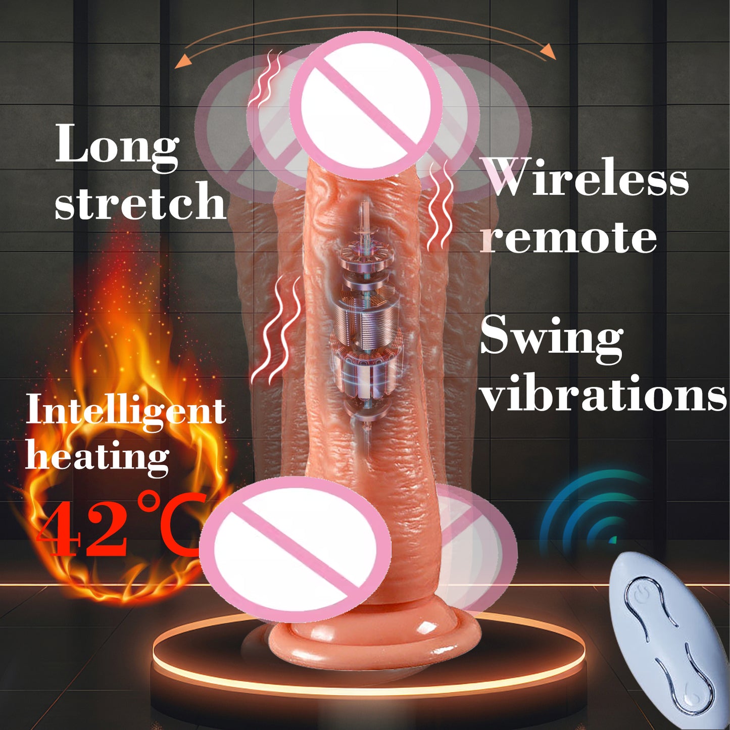 Realistic dildo thrust vibrator with multiple modes of vibration, telescoping, swinging, G-spot dildo adult sex toy for women, with strong suction cup 18+