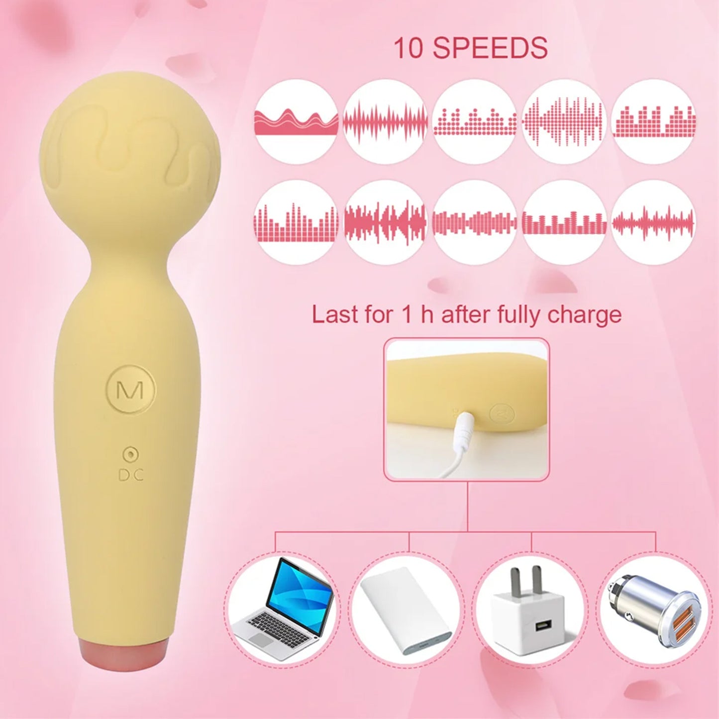 AV Magic Wand Massager Vibrator Ten-Speed Frequency Mini Microphone Shape Vibrator Soft Silicone Sex Toys for Women 18+