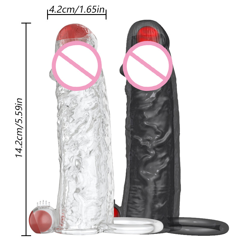 Semen Lock Ring Vibrator Elastic Penis Extension Sleeve Sex Toy for Men Penis Enlargement Delayed Ejaculation Reduce Sensitivity