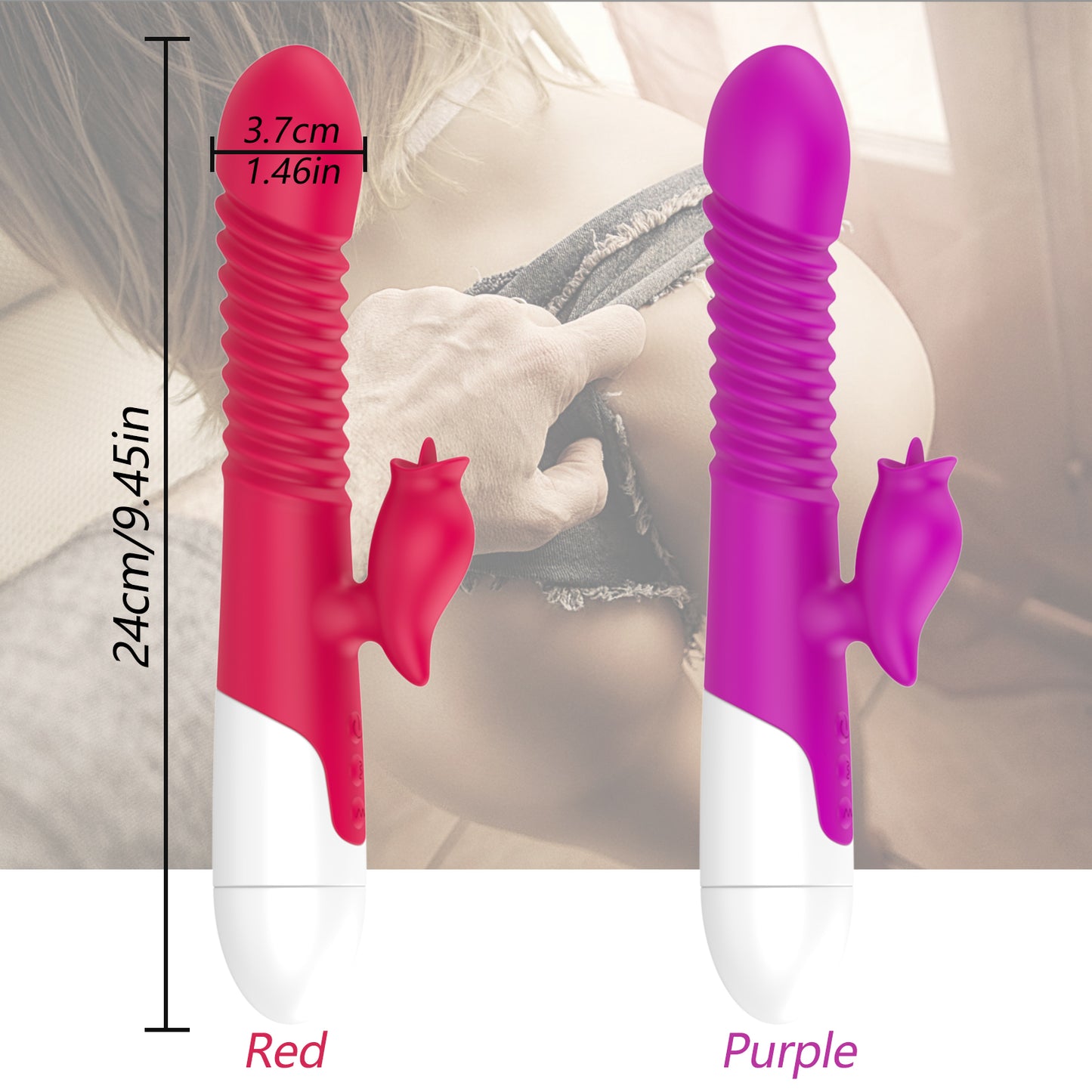 Vibrator for women, pleasure female sex toy, tongue licking, thrusting and heating modes, waterproof adult toy silicone stimulatorVibrator Double Tongue Cunnilingus Telescopic Rotating Dildo Heating Vagina Clitoris Stimulate Vibrator