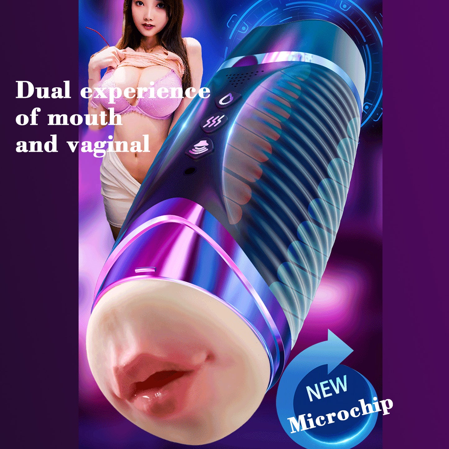 Realistic Double Head Automatic Male Masturbator Cup Penis Pussy Vagina Textured Sex toys