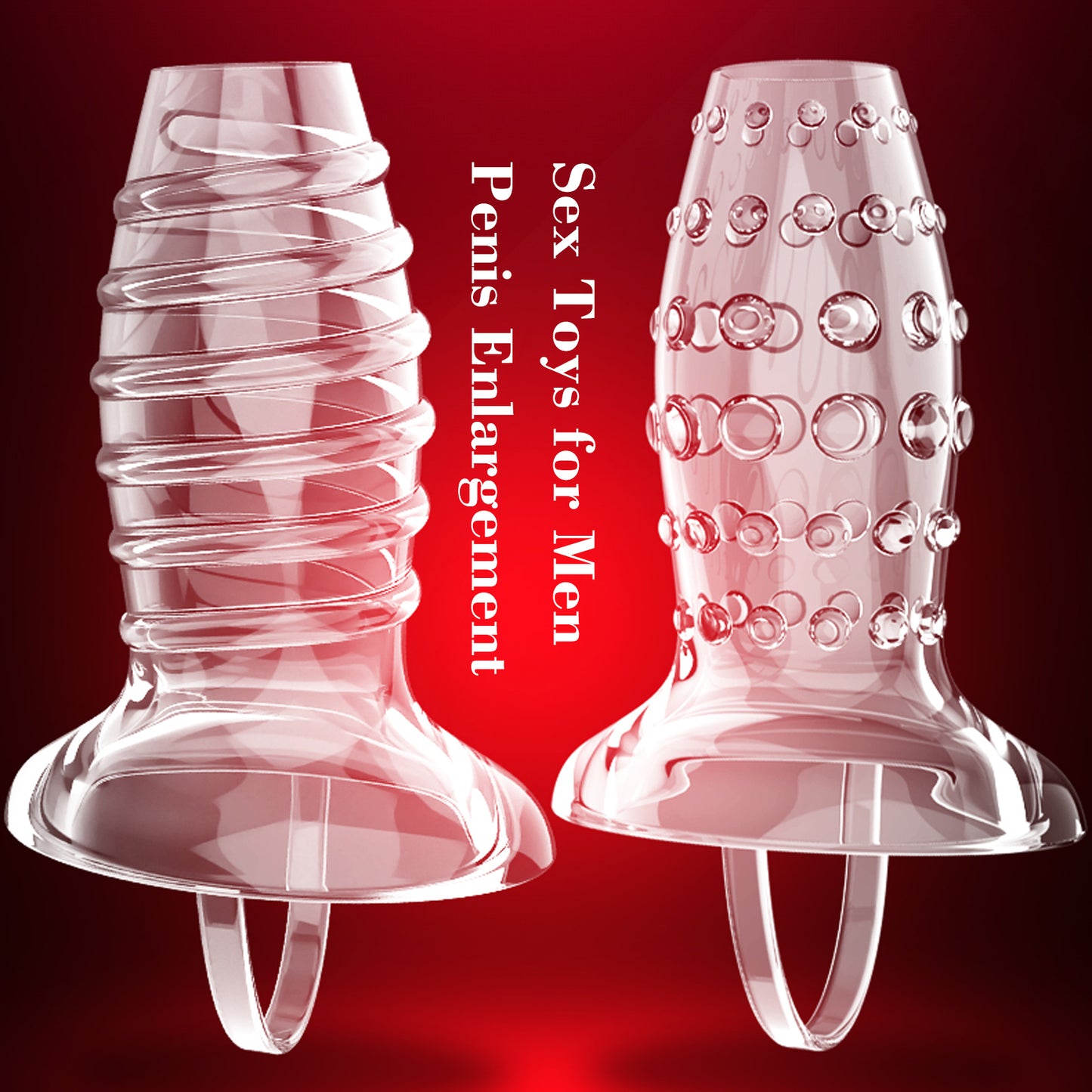 Reusable Condoms Transparent erotic crystal enlarged and bold condoms couple toys adult sex products Transparent Erotic Wolf Teeth Penis Cover