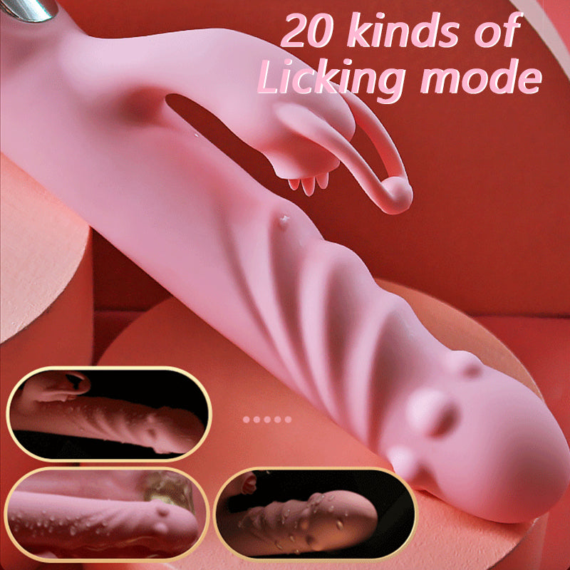 Rabbit G-Spot Dildo Vibrator Clitoral Stimulator Penetration Tongue Licking Sex Toy