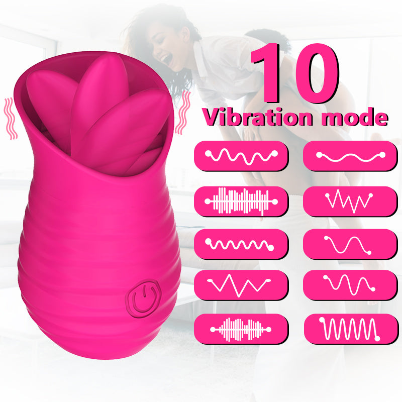 Rose Vibrator 2 In 1 Vagina Masturbation Nipple Sucker Tougue Licking Clitoris Stimulation G-Spot Massager Dildo Sex Toys 18+