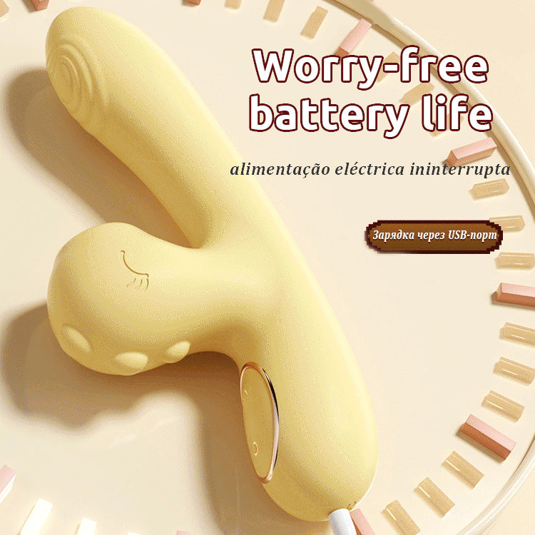 Cute Yellow Sex Toys For Women Sucking Clitoral tongue licking telescopic swing Dildo Vibrator