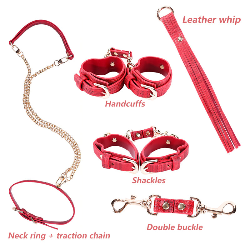 5in1 SM Tasche Sex Bondage Fetisch Flirten Handschellen Kragen Peitsche Sklave Sex Spielzeug Für Frau Paare Erotische Zubehör Erwachsene Spiele 18