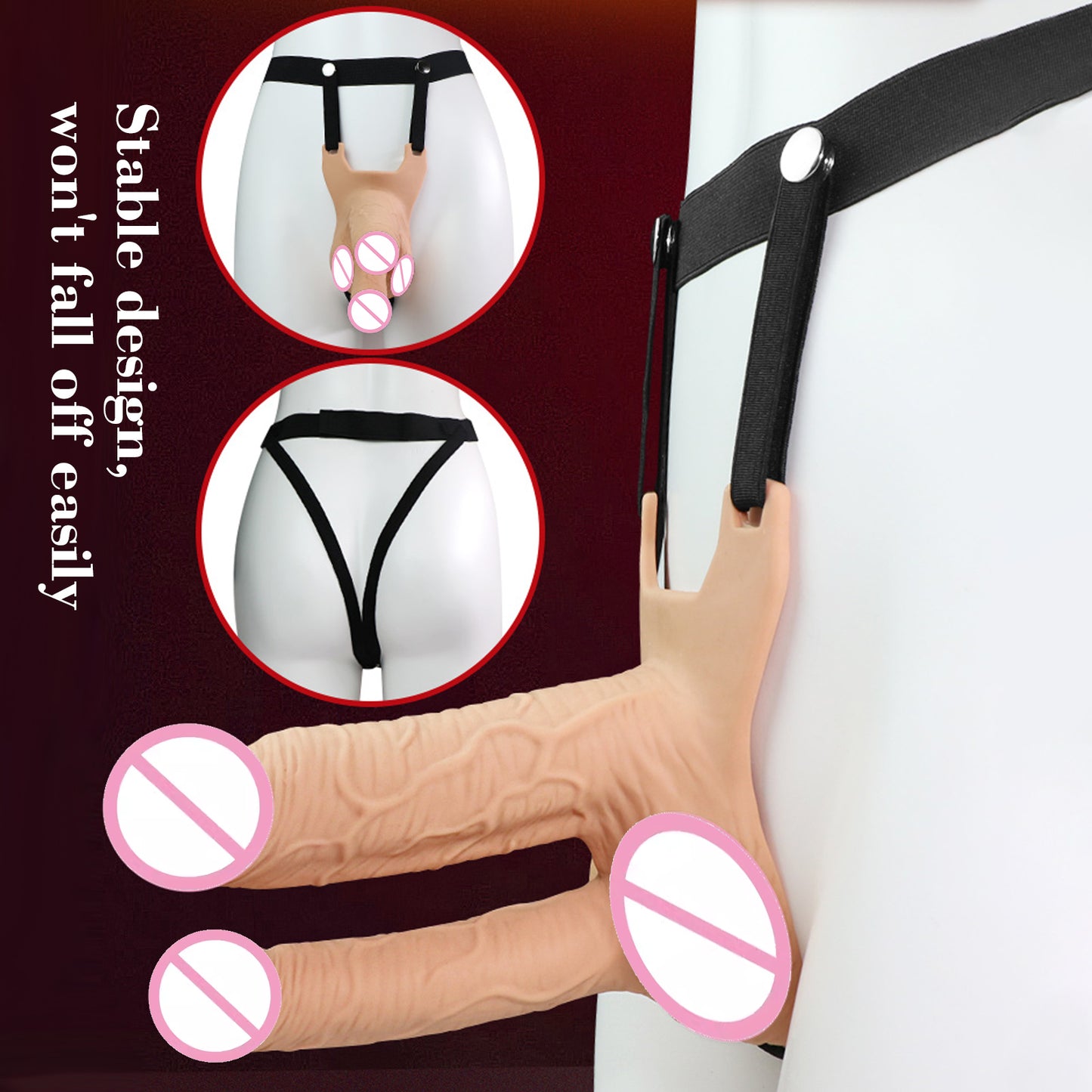 Wearable Realistic Conjoined Double Dildo Two Penis Female Masturbator Harness Belt Sex Toys For Woman Gay Couple