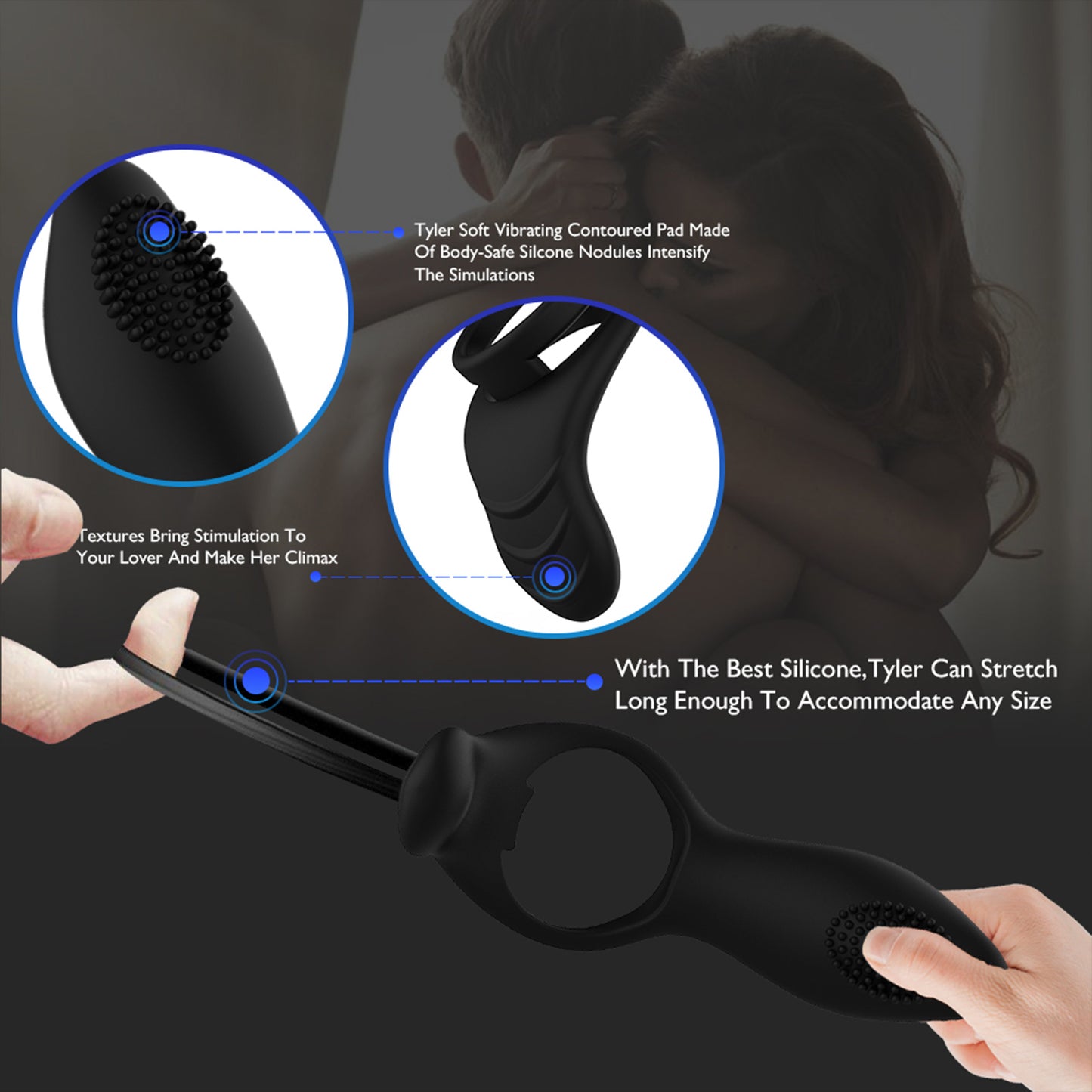Wireless Remote Control Double Penis Ring Vibrator Silicone Dolphin Penis Ring Stimulator Male Sex Toys