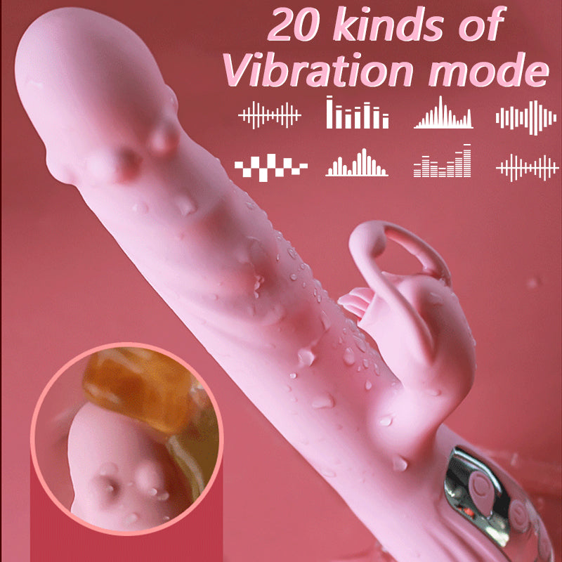 Rabbit G-Spot Dildo Vibrator Clitoral Stimulator Penetration Tongue Licking Sex Toy