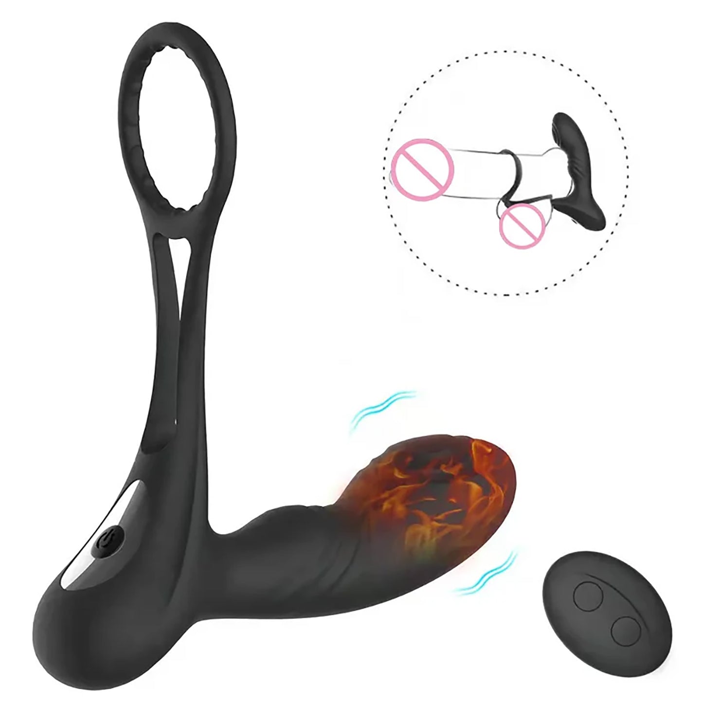 Anal Plug Vibrator Double Rings Prostate Massager Waterproof With Penis Ring Delay Cock Ring Remote Control
