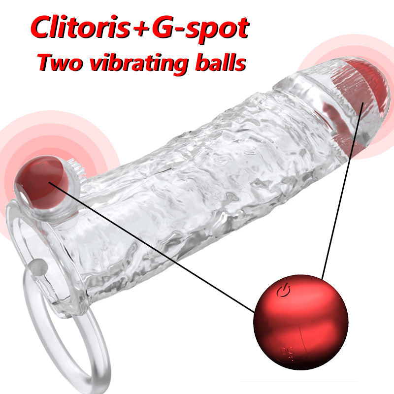 Semen Lock Ring Vibrator Elastic Penis Extension Sleeve Sex Toy for Men Penis Enlargement Delayed Ejaculation Reduce Sensitivity