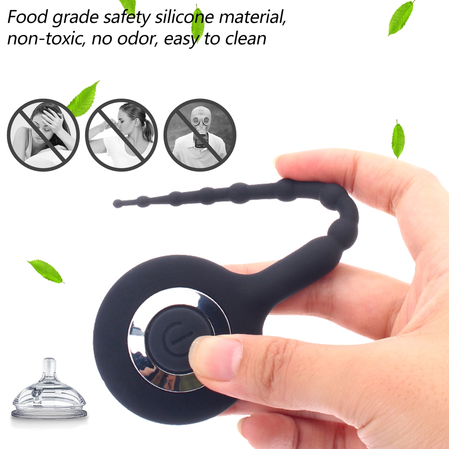 Vibrating urethral silicone catheter bead vibrator with 10 vibration modes for horse eye stimulation for male masturbation