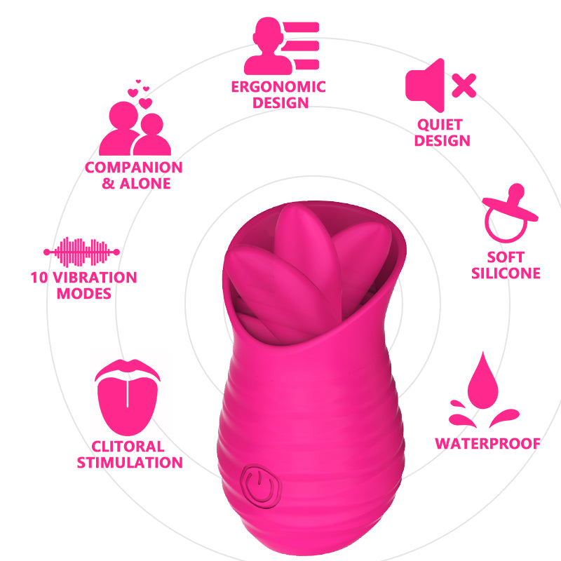 Rose Vibrator 2 In 1 Vagina Masturbation Nipple Sucker Tougue Licking Clitoris Stimulation G-Spot Massager Dildo Sex Toys 18+
