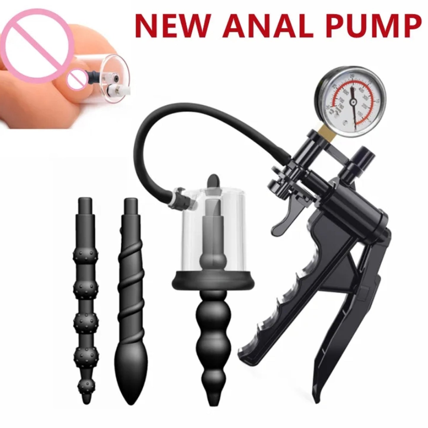 Vacuum anal pump prostate anal plug masturbator adult sex toy male spiral anal bead dilator for men
