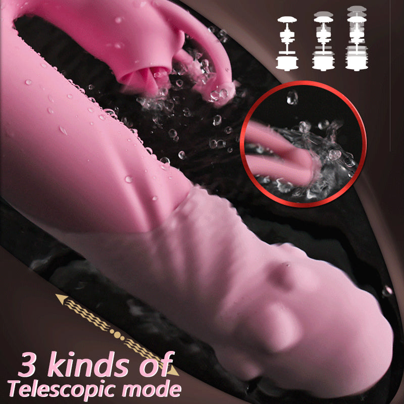 Rabbit G-Spot Dildo Vibrator Clitoral Stimulator Penetration Tongue Licking Sex Toy