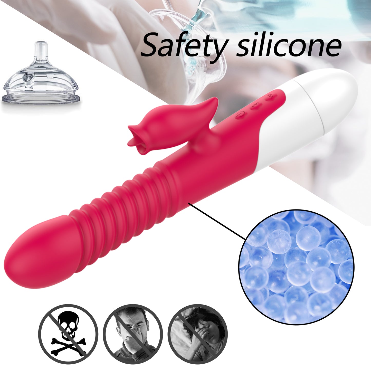 Vibrator for women, pleasure female sex toy, tongue licking, thrusting and heating modes, waterproof adult toy silicone stimulatorVibrator Double Tongue Cunnilingus Telescopic Rotating Dildo Heating Vagina Clitoris Stimulate Vibrator