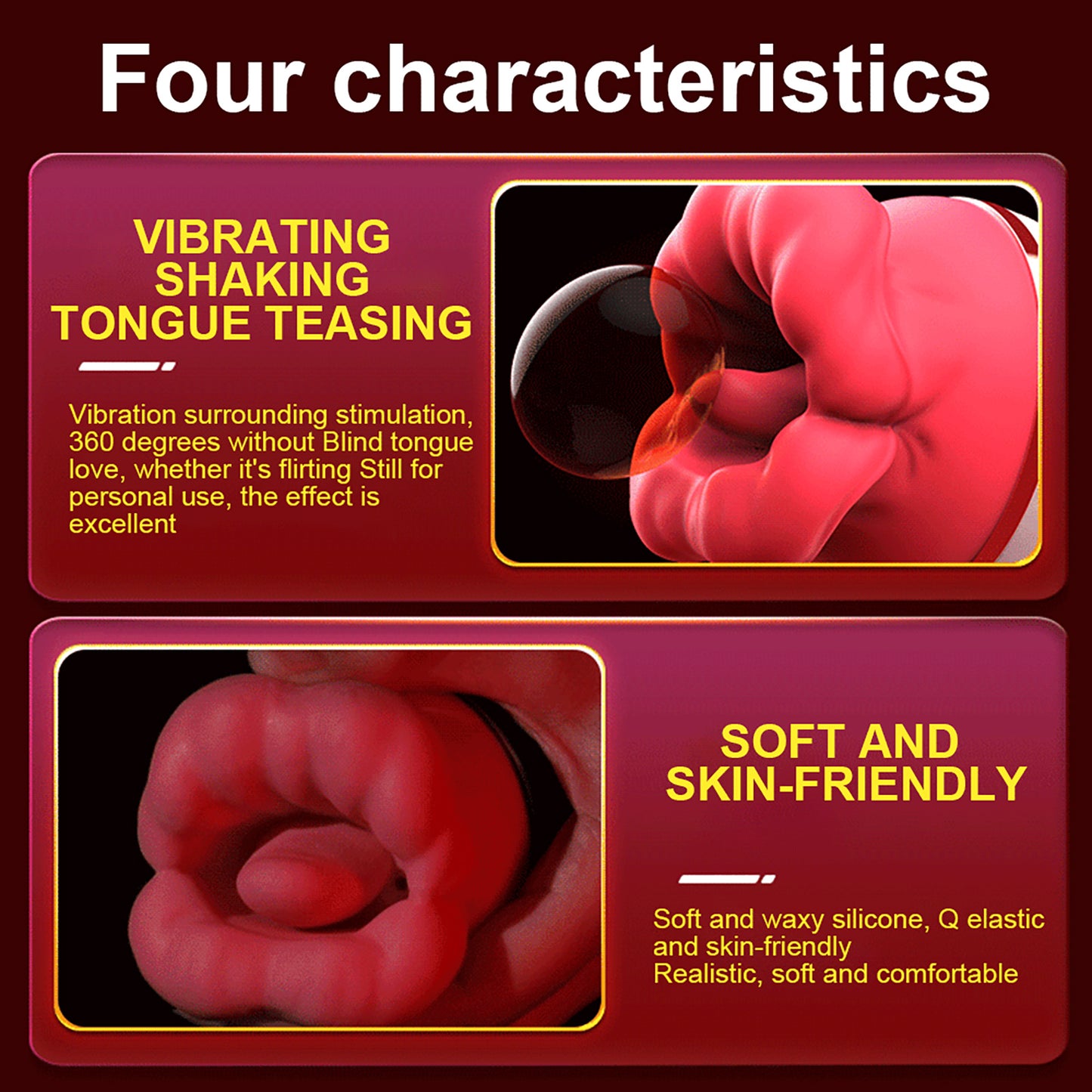 Rose Sex Toys Vibrator for Women - Adult Toys with Vibrating & 9 Tongue Licking Modes, Nipple Toys Clitoral Vibrator G-Spot Vibrators