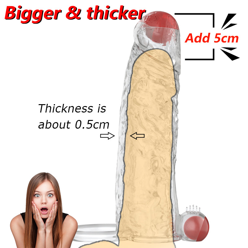 Semen Lock Ring Vibrator Elastic Penis Extension Sleeve Sex Toy for Men Penis Enlargement Delayed Ejaculation Reduce Sensitivity