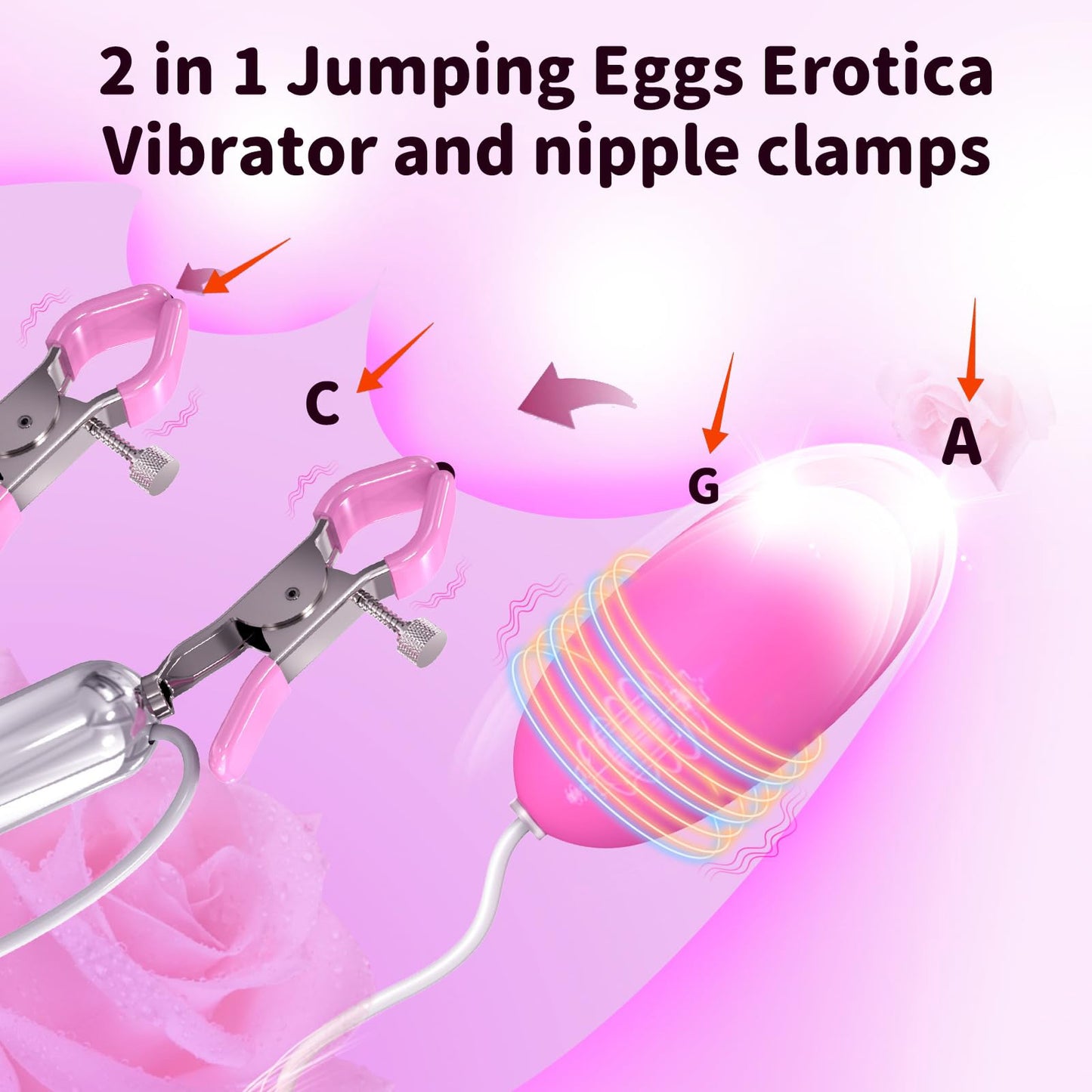 BDSM-Bondage-Nippelklemme, Sex-Brustklemme und Vibrator-Set, Silikon-Nippel-Vibrator-Klemme, wiederaufladbar