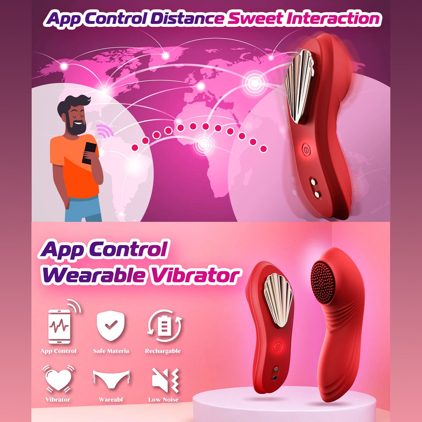 Vibromasseur de culotte portable avec télécommande App, 10 stimulateurs clitoridiens vibrants, masseur, jouet sexuel adulte pour femmes et Couple