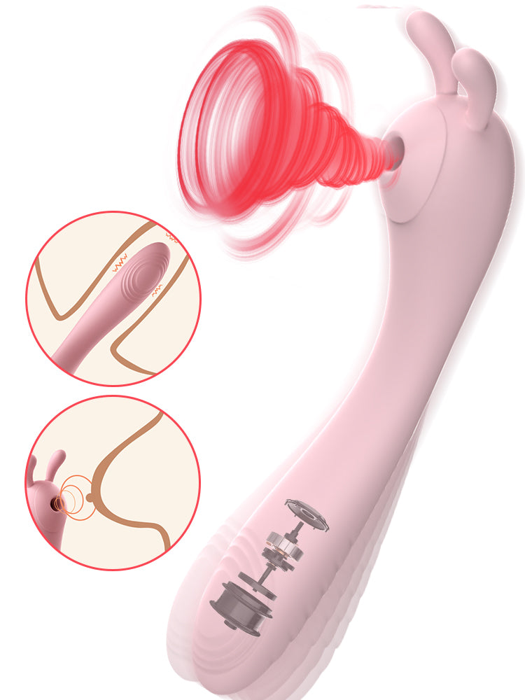 Vibromasseur Double tête pour Masturbation vaginale, succion féminine, stimulateur de Clitoris et de mamelon, masseur, léchage du point G, gode, jouets sexuels, 18 ans et plus
