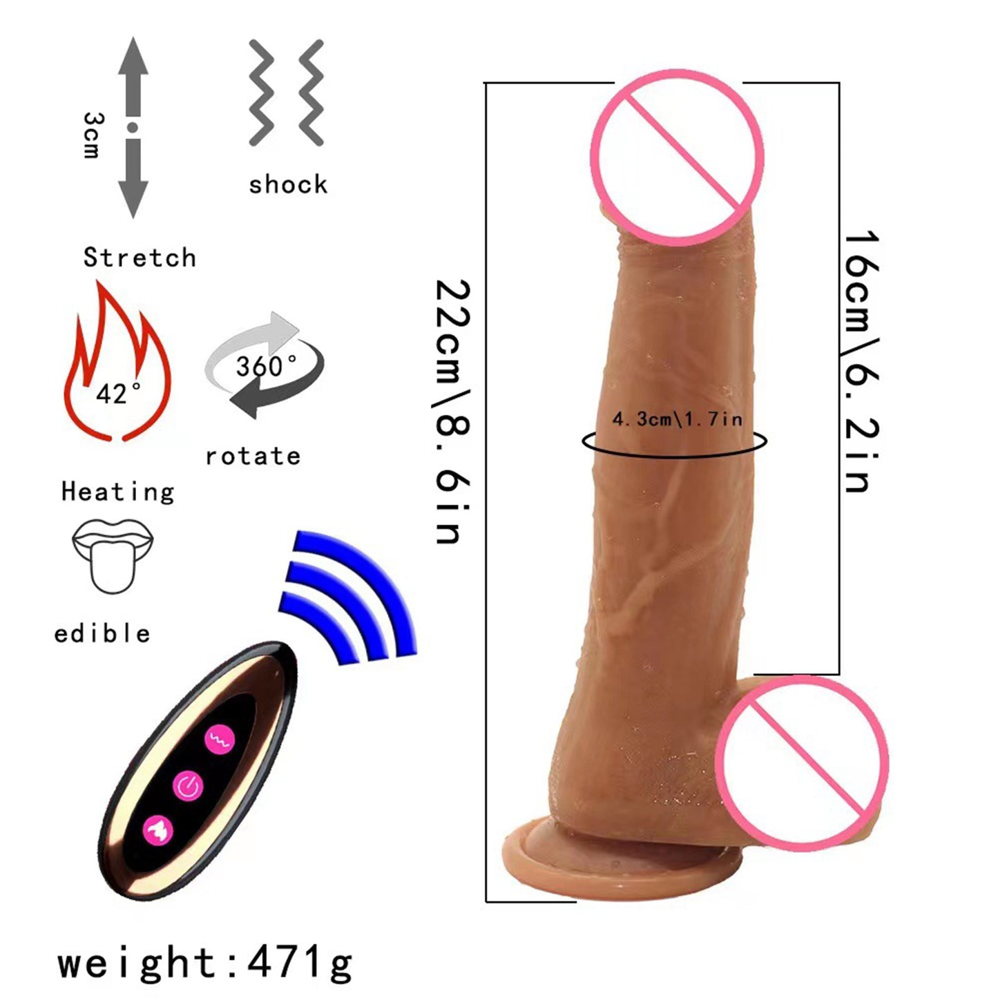 Realistic silicone dildo for women wireless thrust big penis with suction cup skin-feeling smart heating vibrator sex toy for women adult