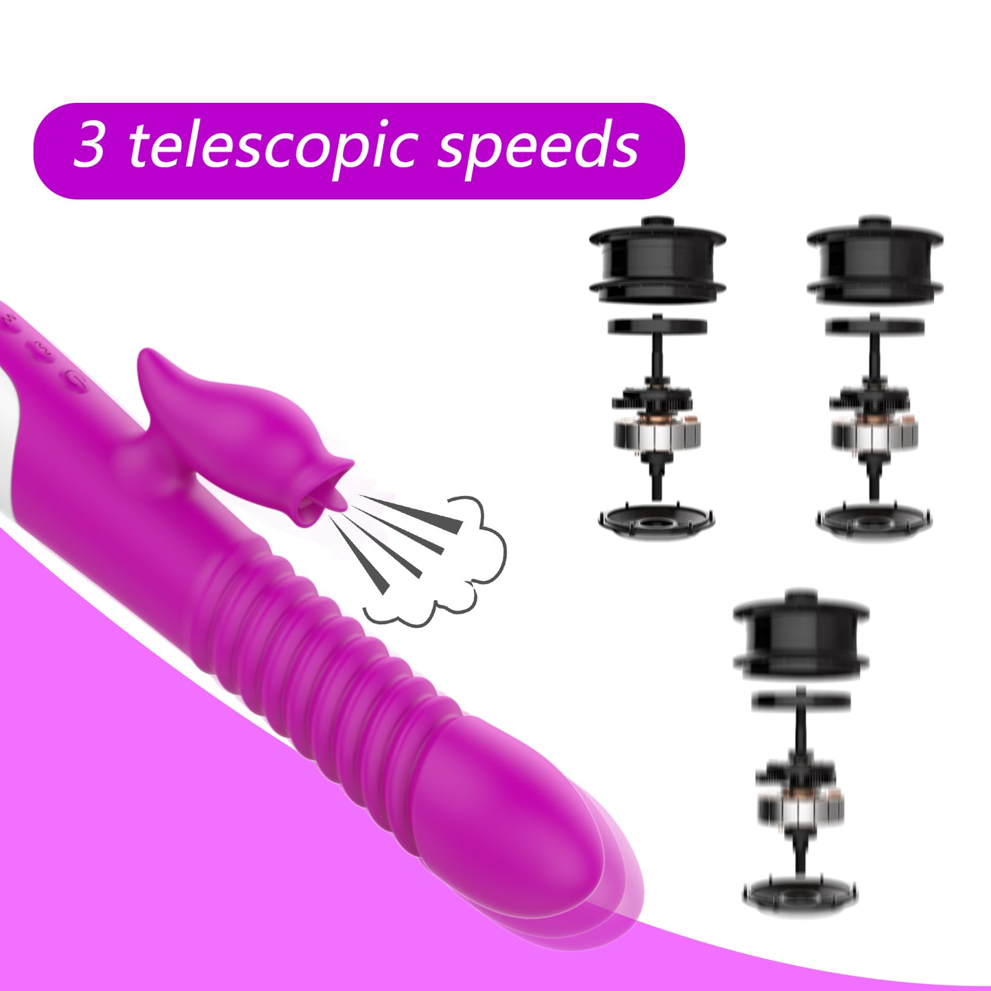 Vibrator for women, pleasure female sex toy, tongue licking, thrusting and heating modes, waterproof adult toy silicone stimulatorVibrator Double Tongue Cunnilingus Telescopic Rotating Dildo Heating Vagina Clitoris Stimulate Vibrator