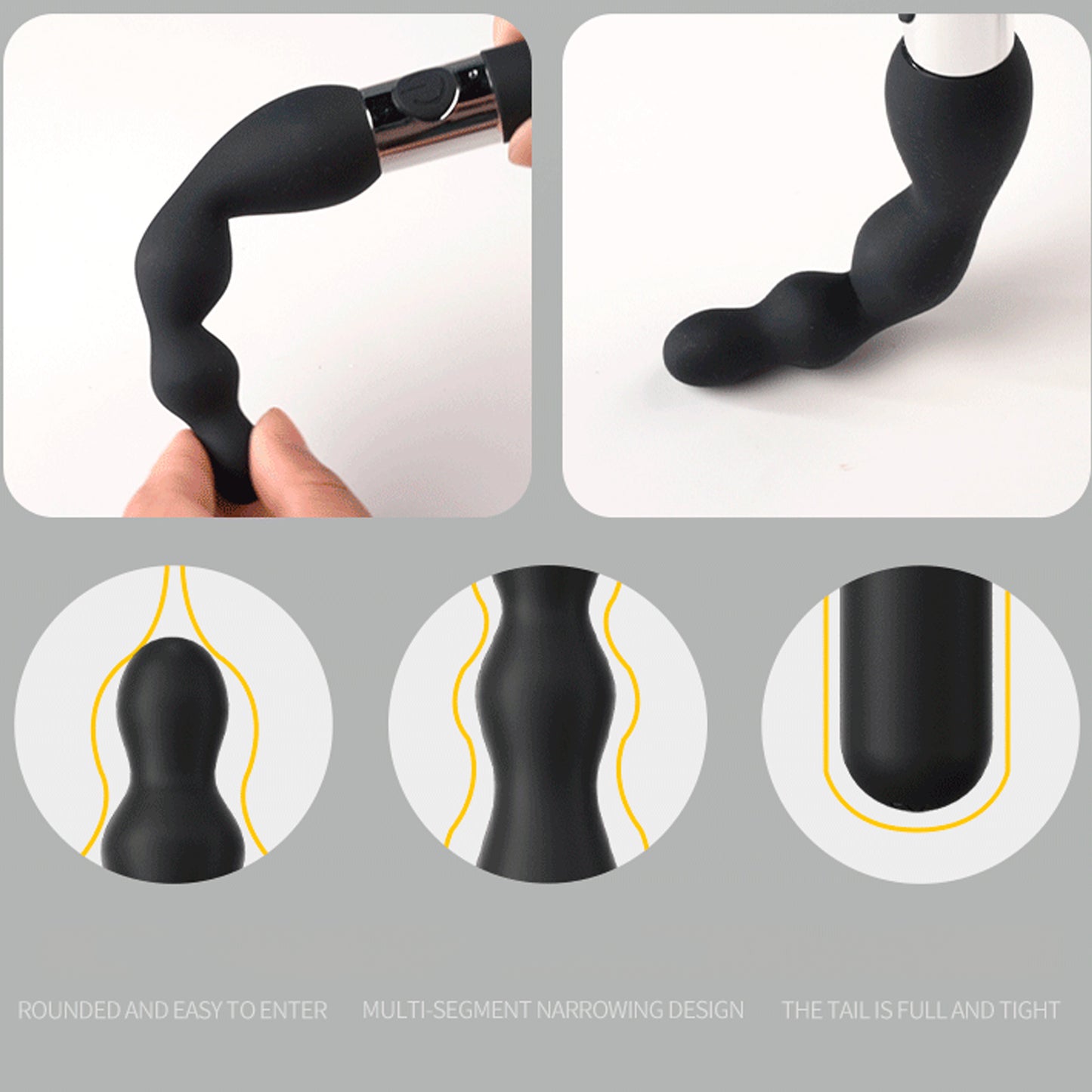 Vibrating Anal Beads Black Butt Plug Silicone Anal Vibrator Waterproof Sex Toys For Men and Women
