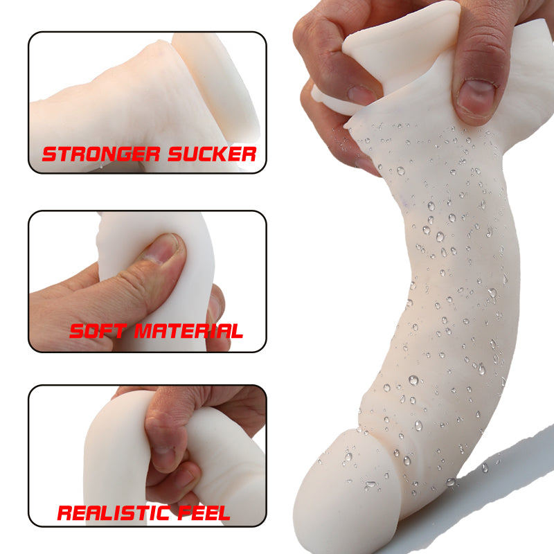 Realistic Dildo - Suction Cup Dildo - Beginner Dildo with Flexible Shaft and Balls - Adult Sex Toy for Women