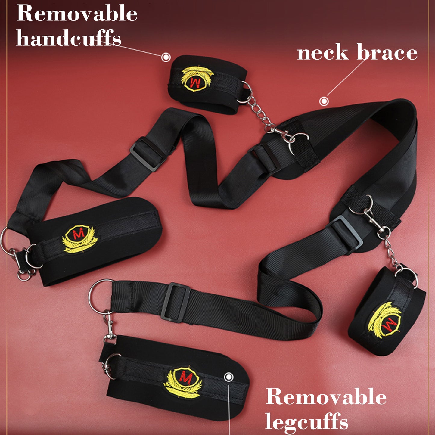 Sexual Bondage BDSM Kit Restraint - Upgraded 3-piece set of leg straps, blindfold, oral ball adult game sex toys for men and women couples