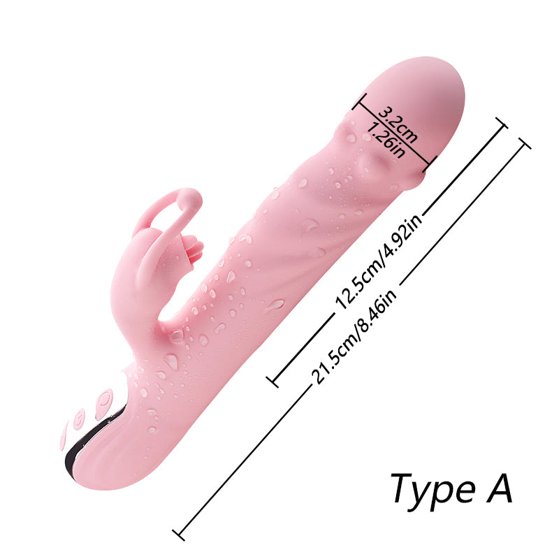 Rabbit G-Spot Dildo Vibrator Clitoral Stimulator Penetration Tongue Licking Sex Toy