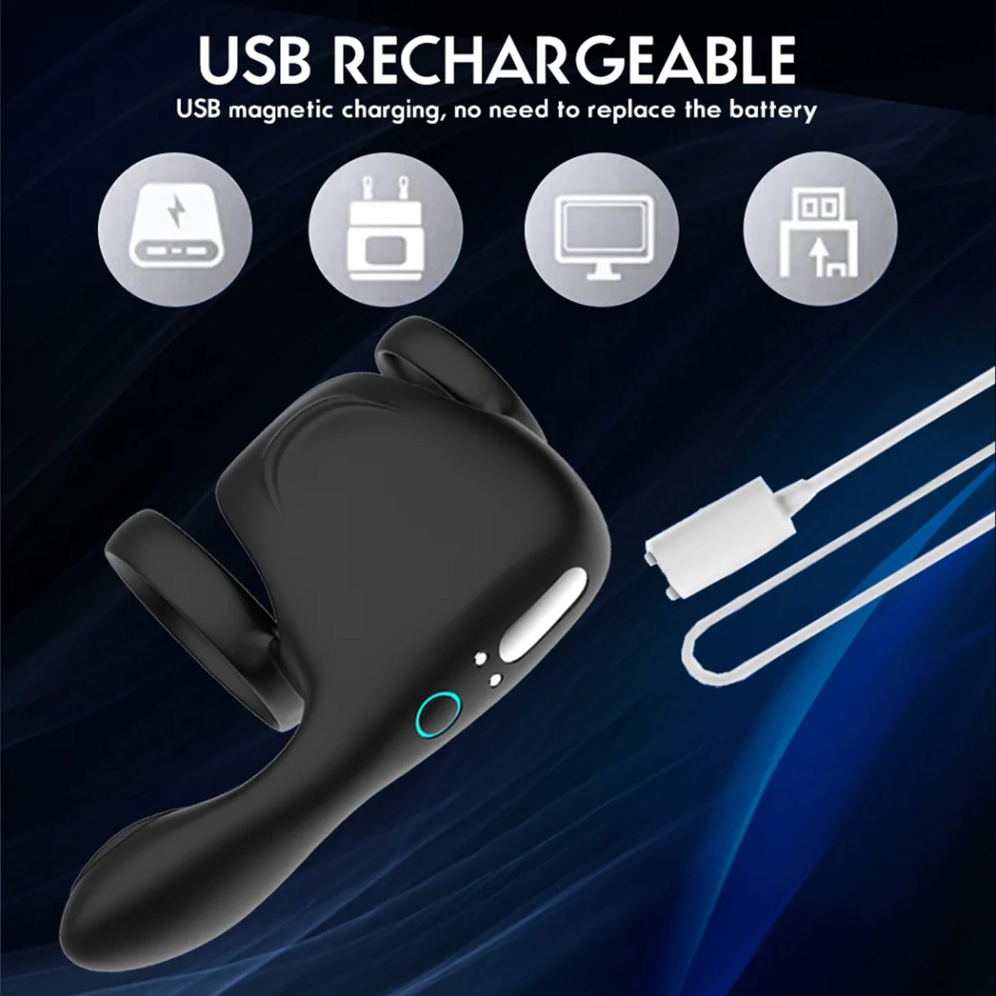 Lock Ring Penis Ring Vibrator Double Ring Lock Vibrating Male penis sperm locking ring scrotum Sex Machine Adult Sex Toy