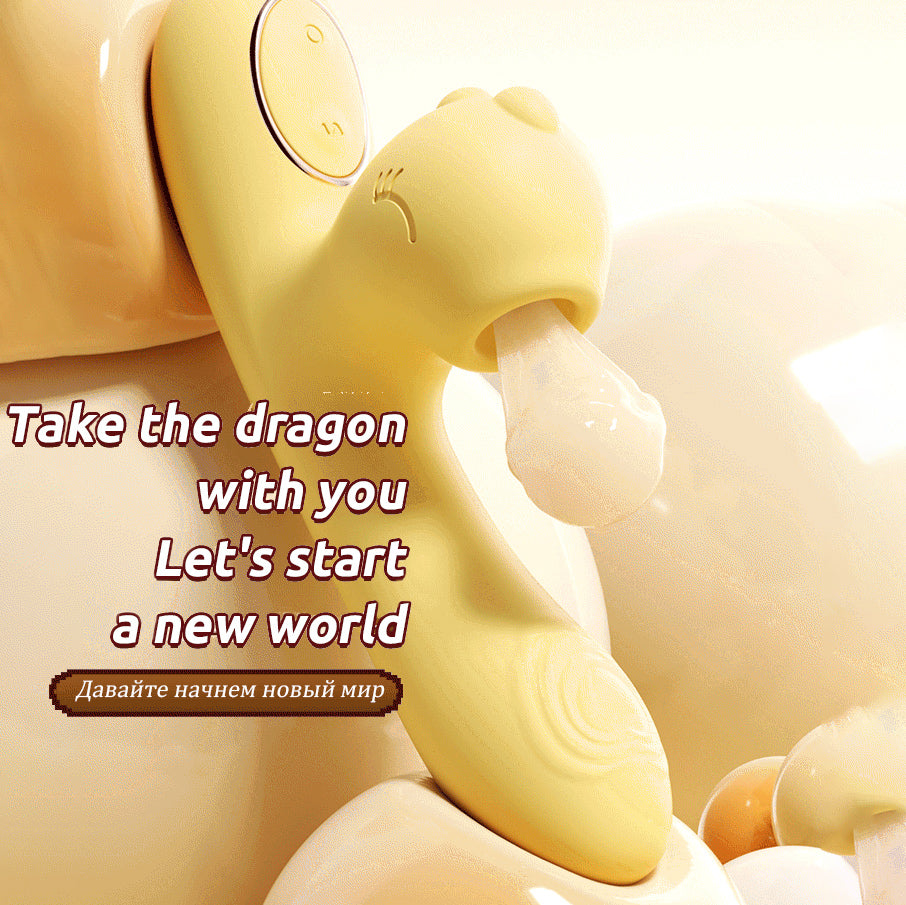 Cute Yellow Sex Toys For Women Sucking Clitoral tongue licking telescopic swing Dildo Vibrator