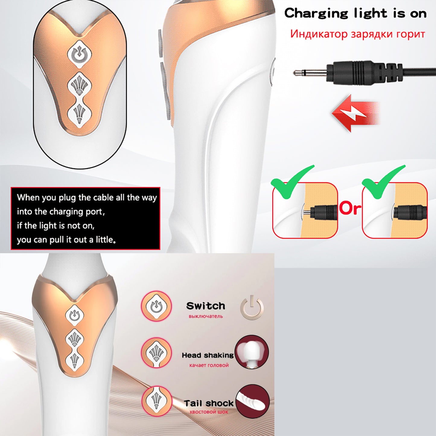 Erotic big head wand clitoris pussy massager vibrator waterproof usb charging adult sex toys for women