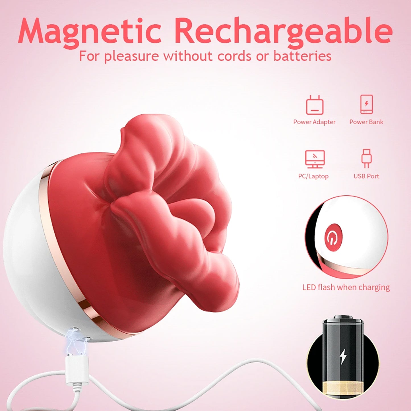 Rose Sex Toys Vibrator for Women - Adult Toys with Vibrating & 9 Tongue Licking Modes, Nipple Toys Clitoral Vibrator G-Spot Vibrators