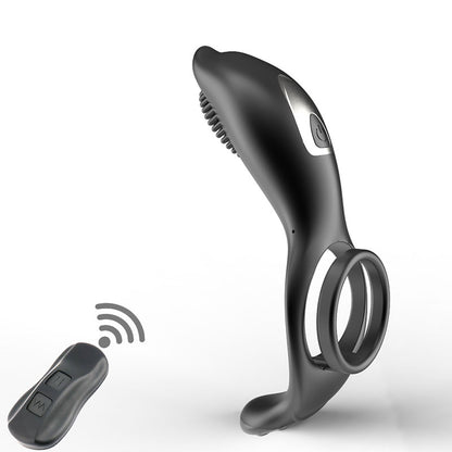 Wireless Remote Control Double Penis Ring Vibrator Silicone Dolphin Penis Ring Stimulator Male Sex Toys