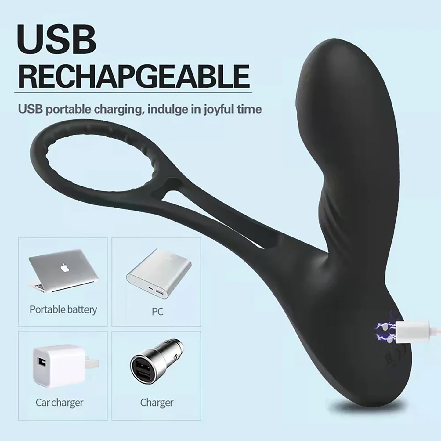 Anal Plug Vibrator Double Rings Prostate Massager Waterproof With Penis Ring Delay Cock Ring Remote Control