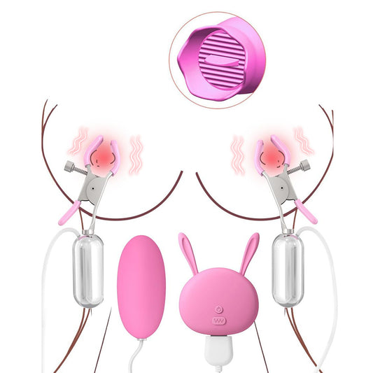 Pince à tétons de bondage BDSM, ensemble de pinces à sein et vibrateur en Silicone, pince vibrante à tétons rechargeable