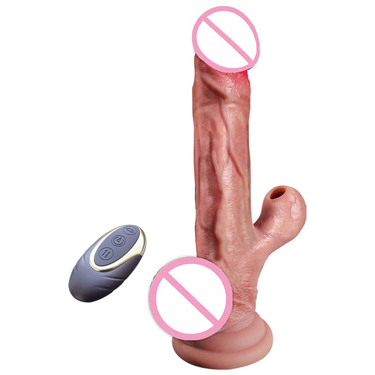 Thrust remote controlled heated and water proof realistic dildo vibrator sex toy for women