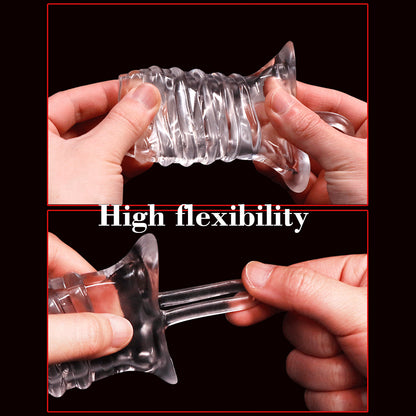Reusable Condoms Transparent erotic crystal enlarged and bold condoms couple toys adult sex products Transparent Erotic Wolf Teeth Penis Cover