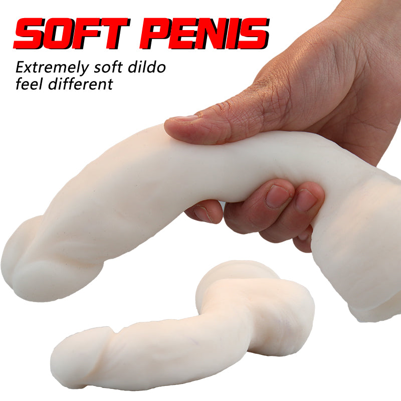 Realistic Dildo - Suction Cup Dildo - Beginner Dildo with Flexible Shaft and Balls - Adult Sex Toy for Women