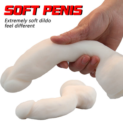 Realistic Dildo - Suction Cup Dildo - Beginner Dildo with Flexible Shaft and Balls - Adult Sex Toy for Women